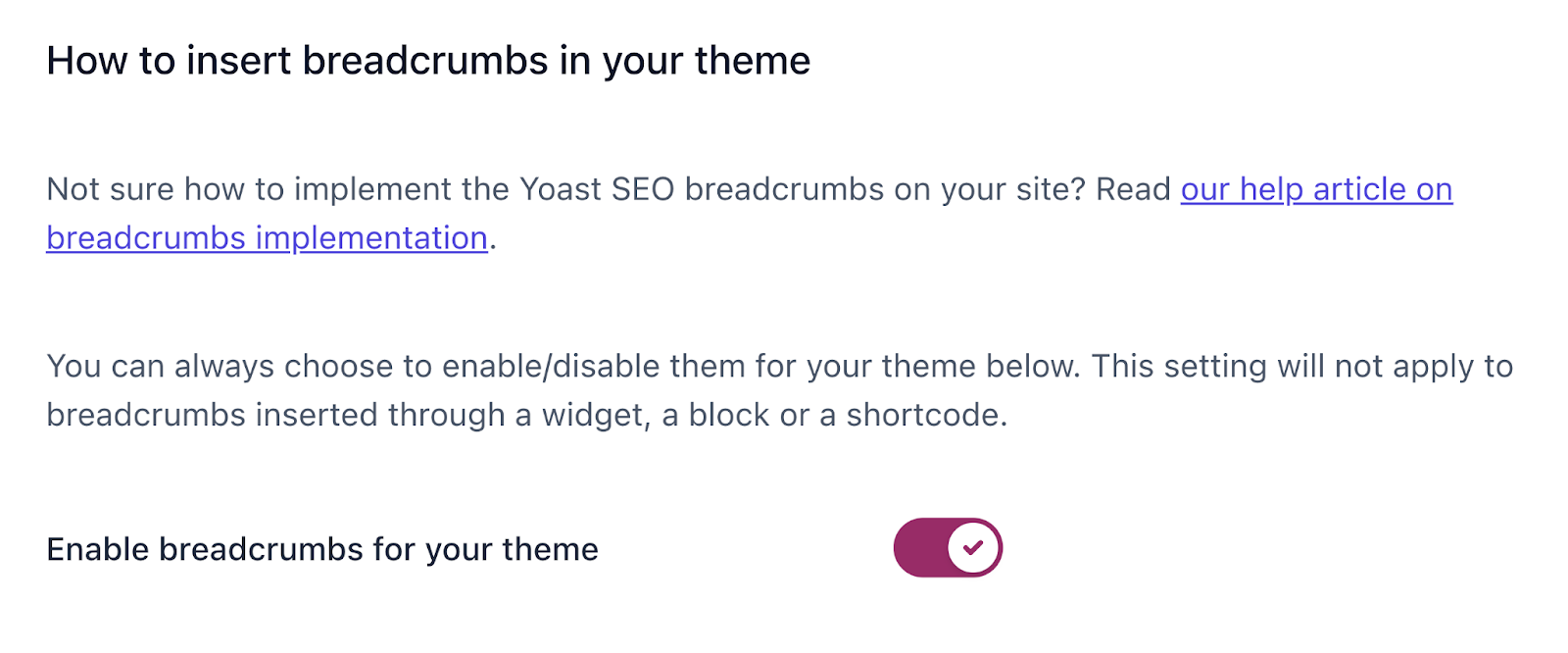Toggle for enable [医]面包屑 for your theme is on