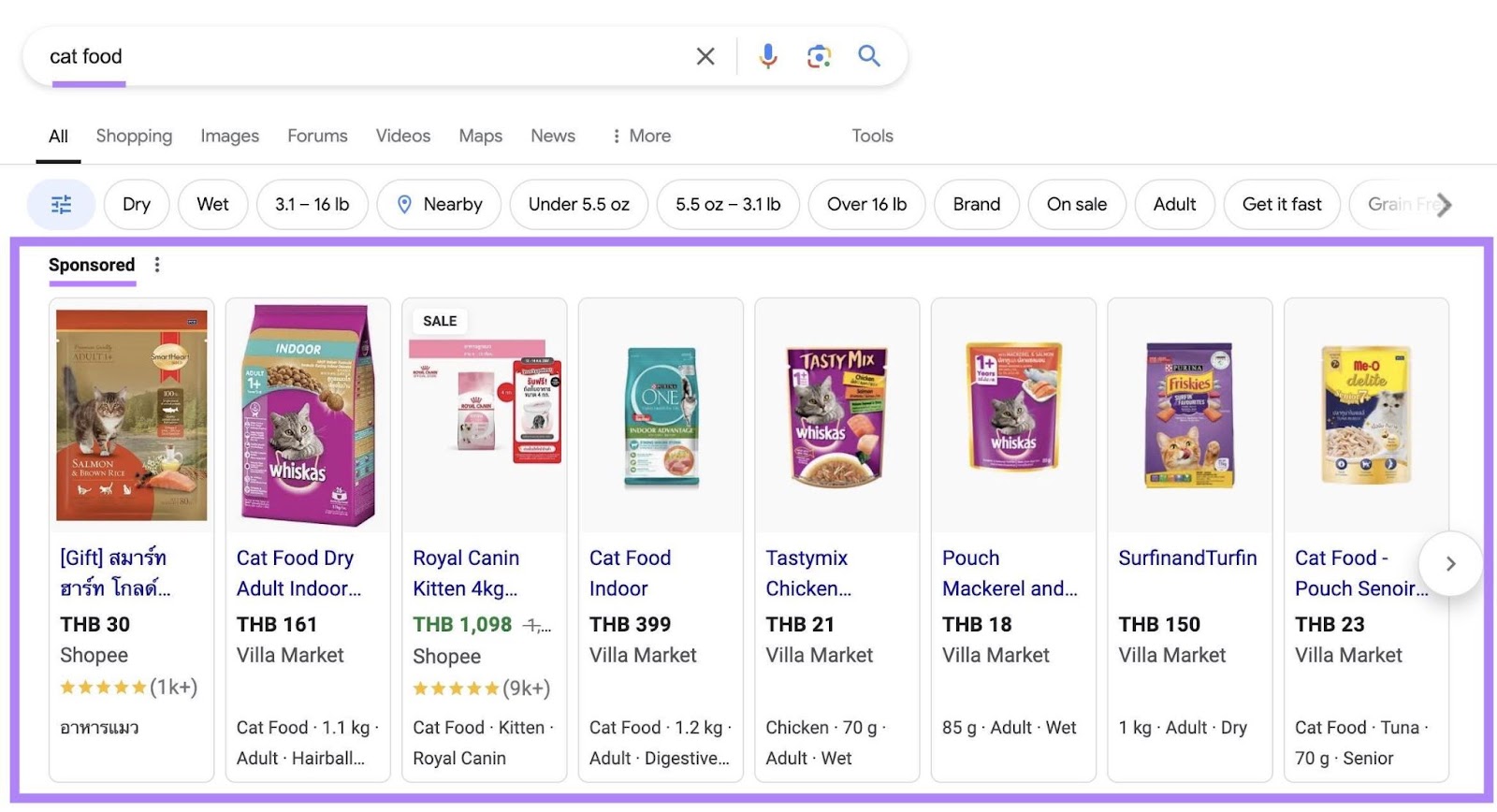 Google SERP with the term 
