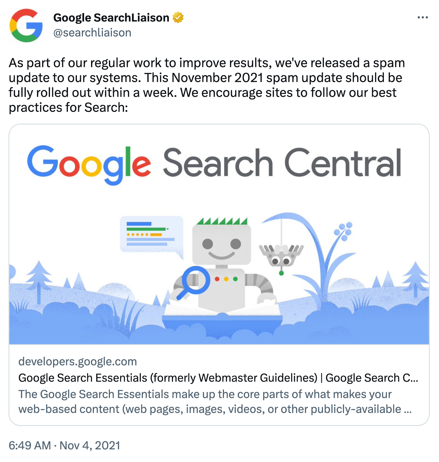 Twitter post says