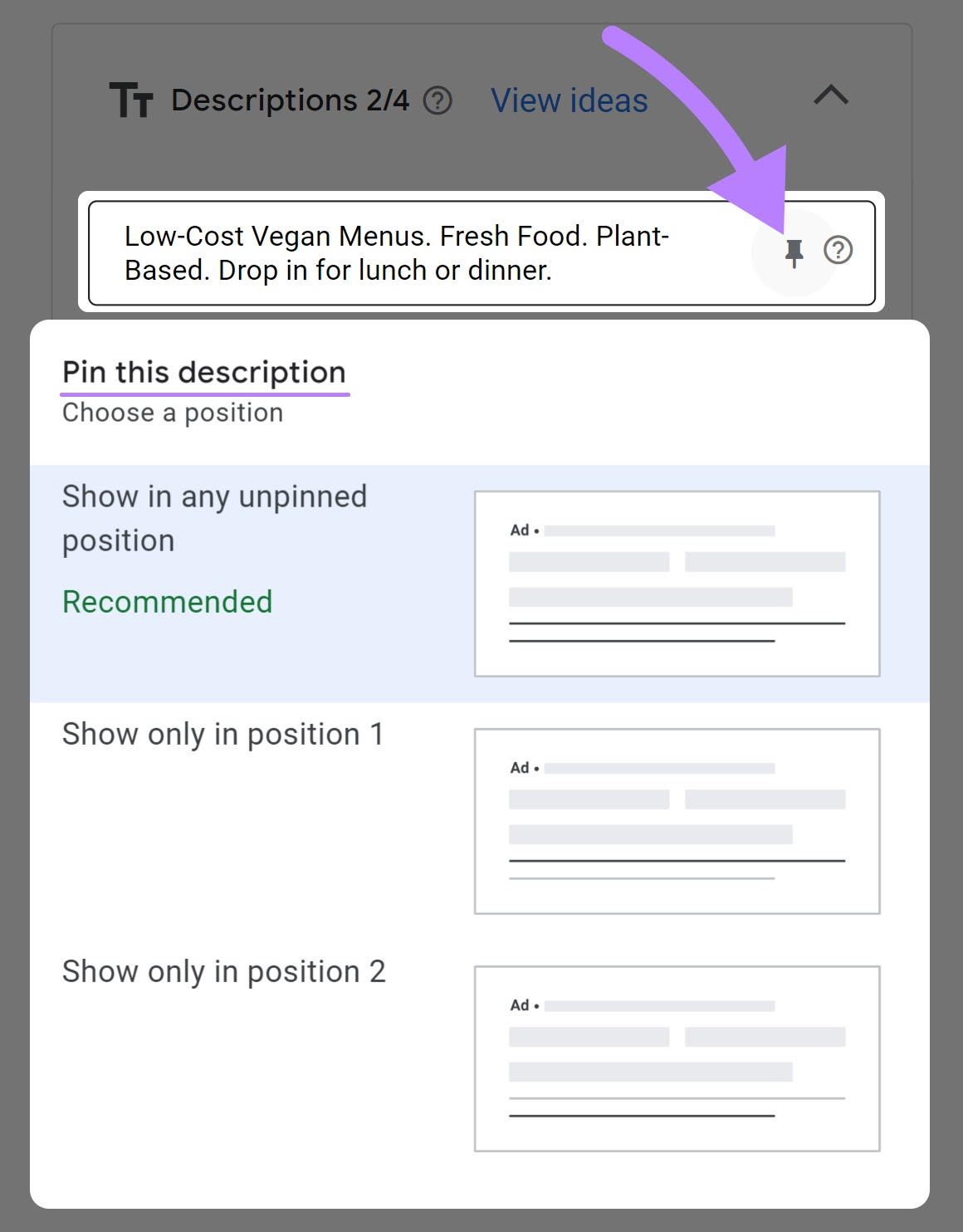 Choose the position under the 