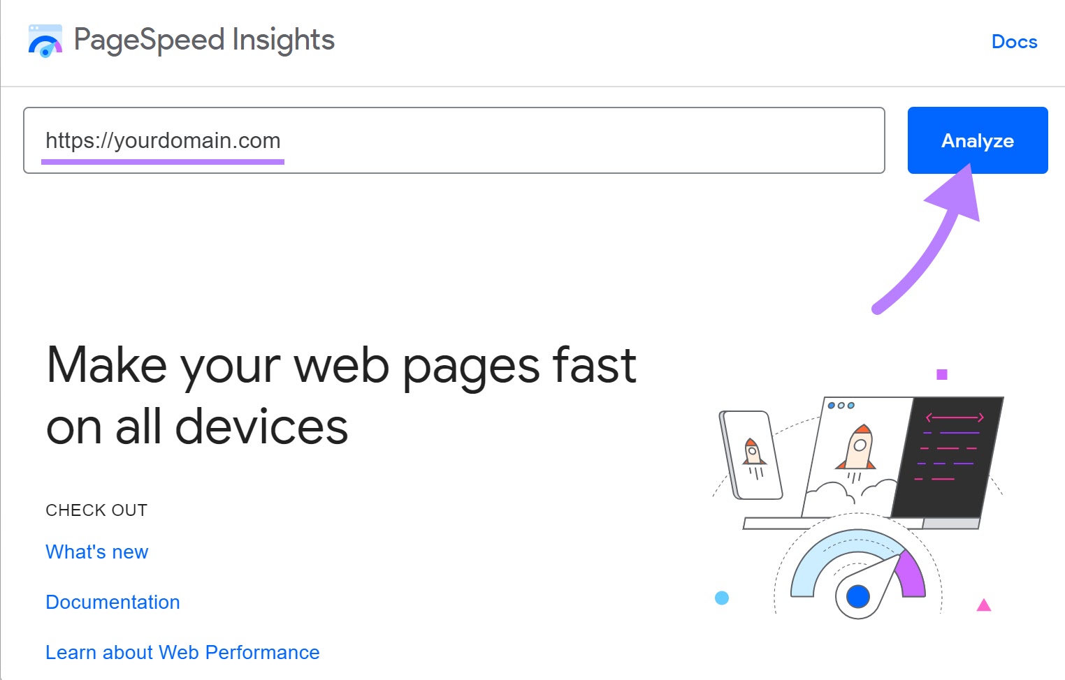 PageSpeed洞察 landing page