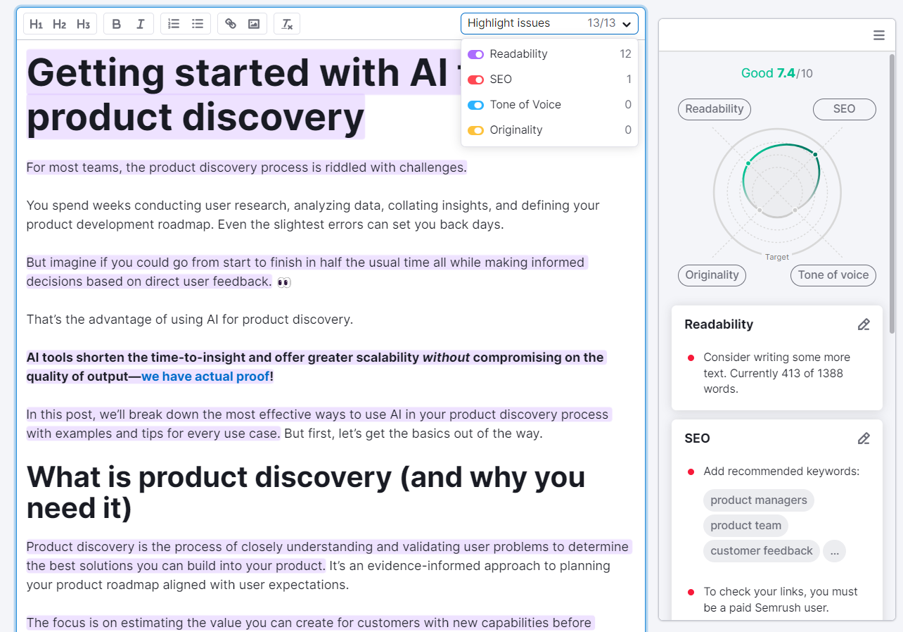 高级行政主任 writing assistant dashboard