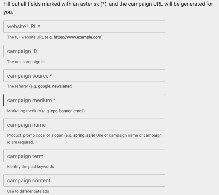 谷歌分析 custom url builder form to generate urls containing utm codes