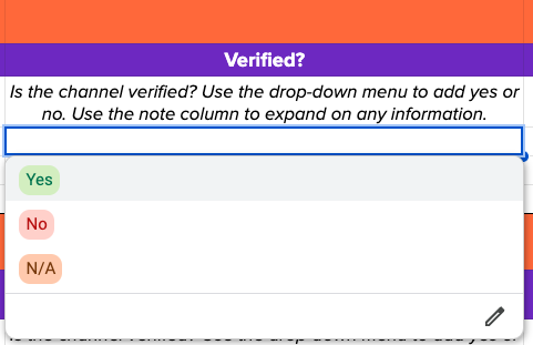 “Verified?”column of 社交媒体审计模板