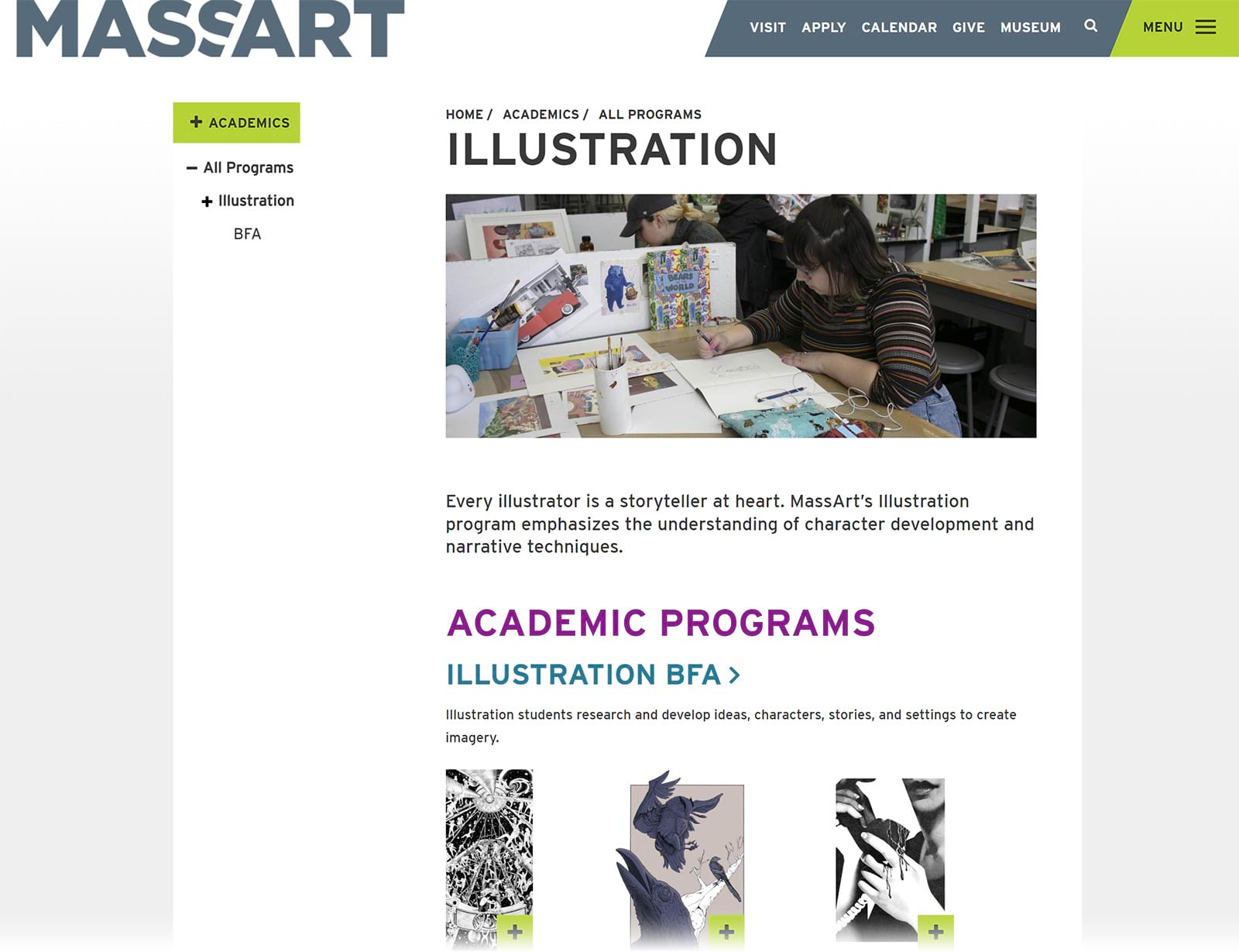 Massart Illustration 计划s page.