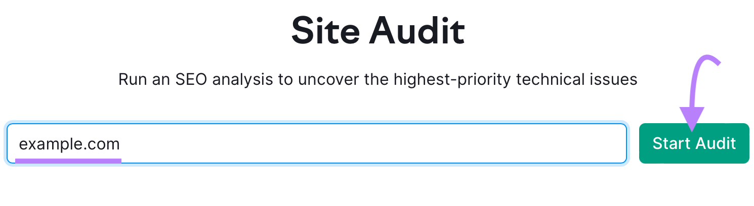 enter your website 网址 in 现场审核 tool’s search bar