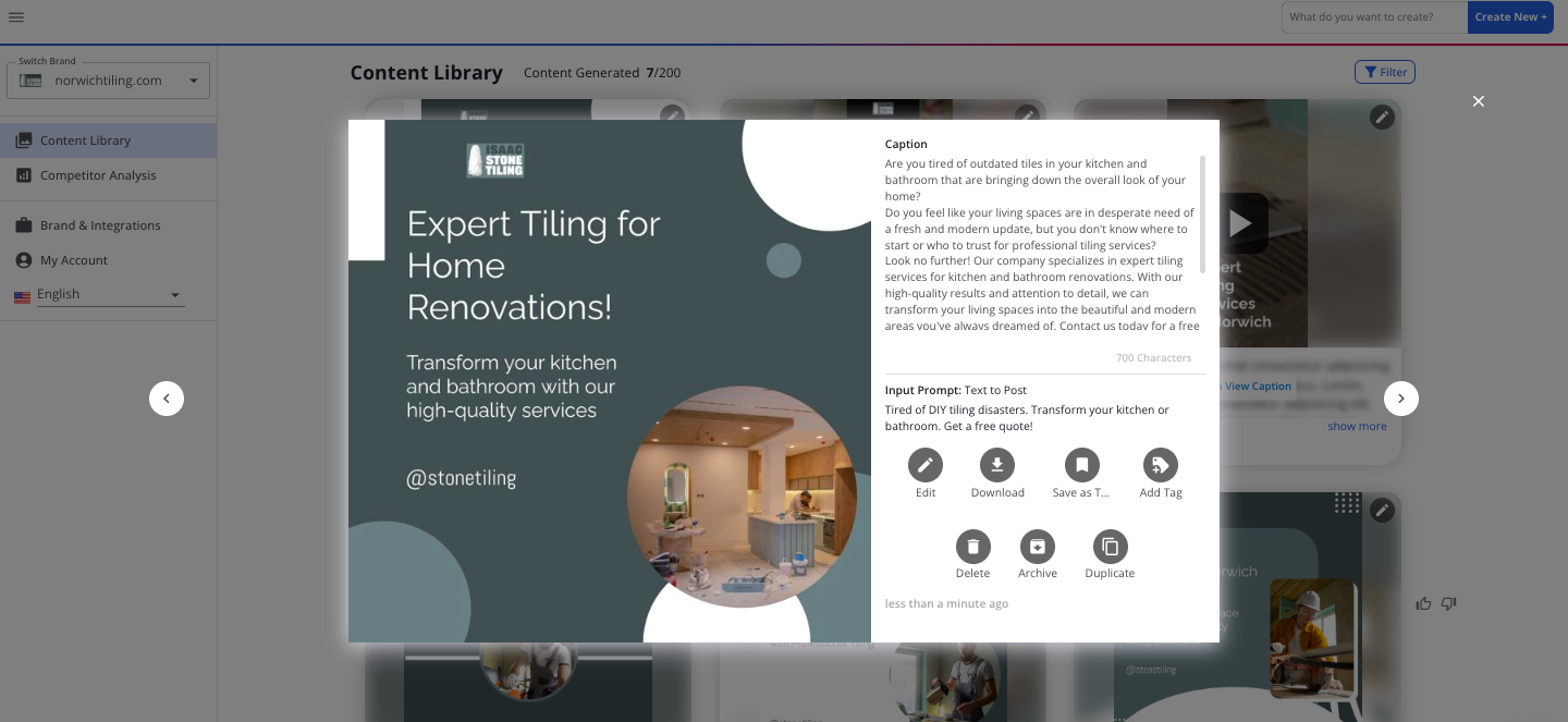 A screenshot of an AI generated ad from the AI社交内容生成器 tool.