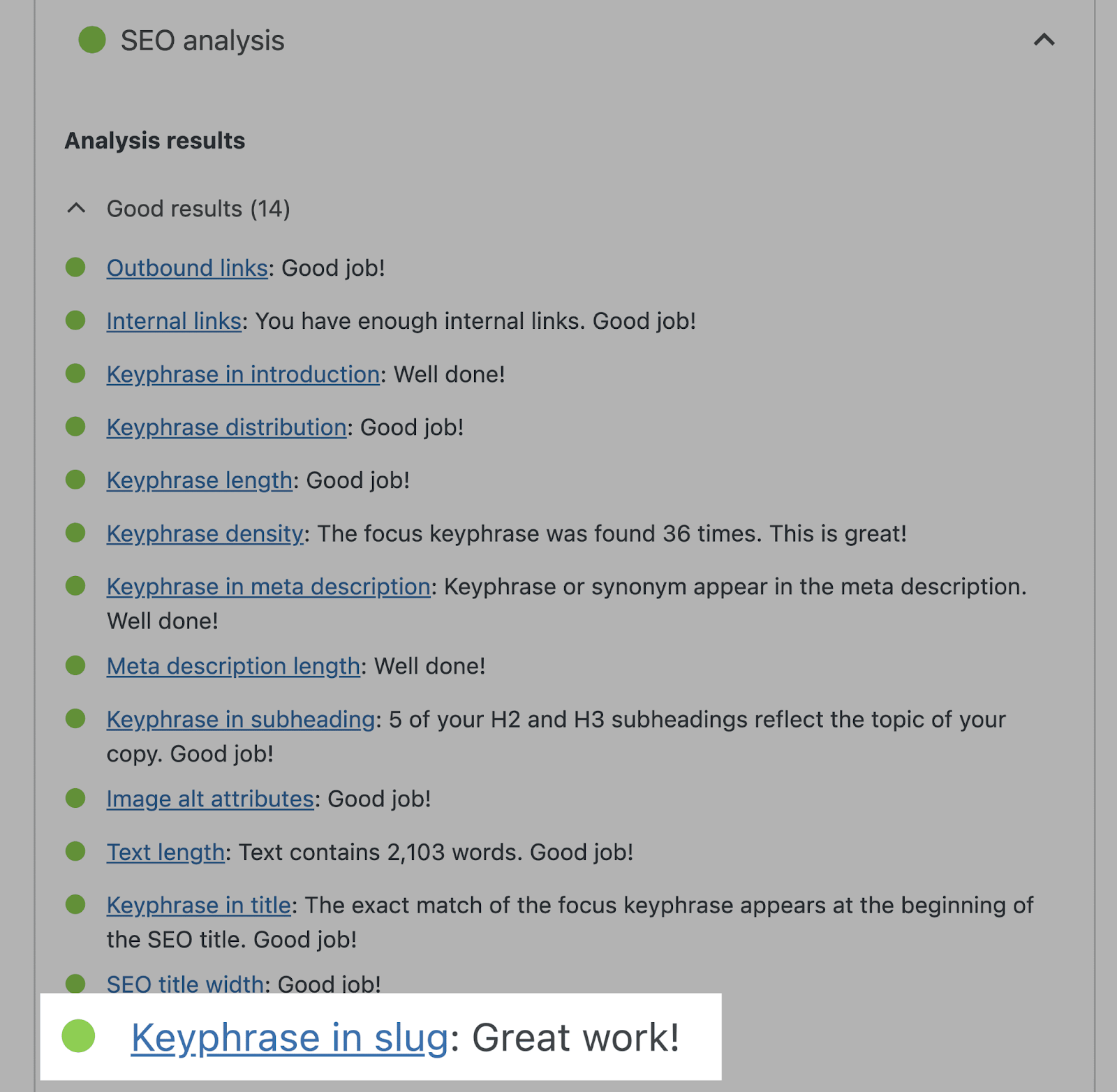 seo analysis shows