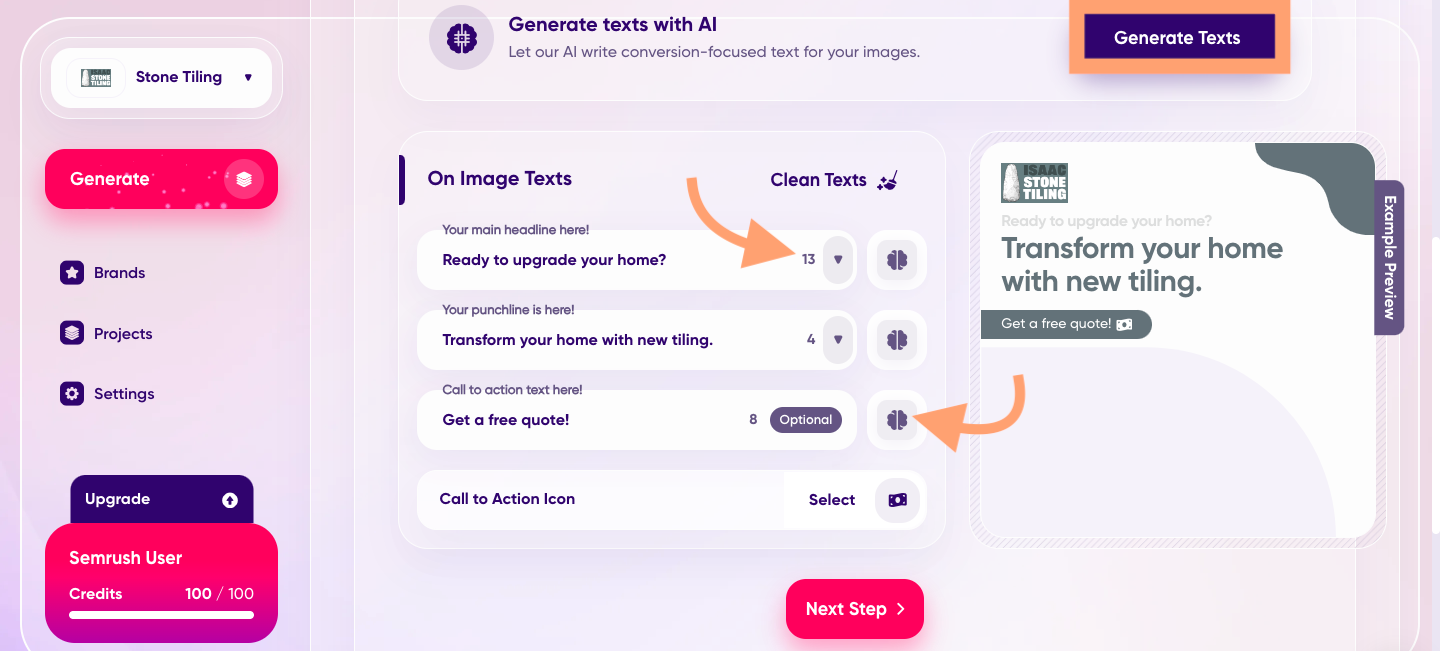 A screenshot of the text filters和fields on Ad.Creative.