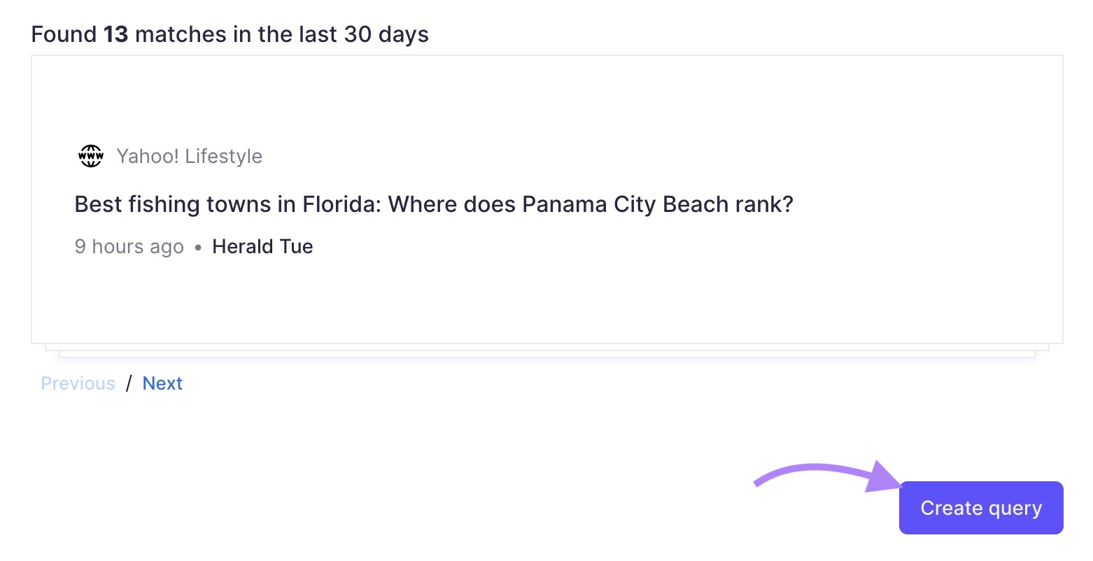 A preview of brand mentions in the last 30 days and the 