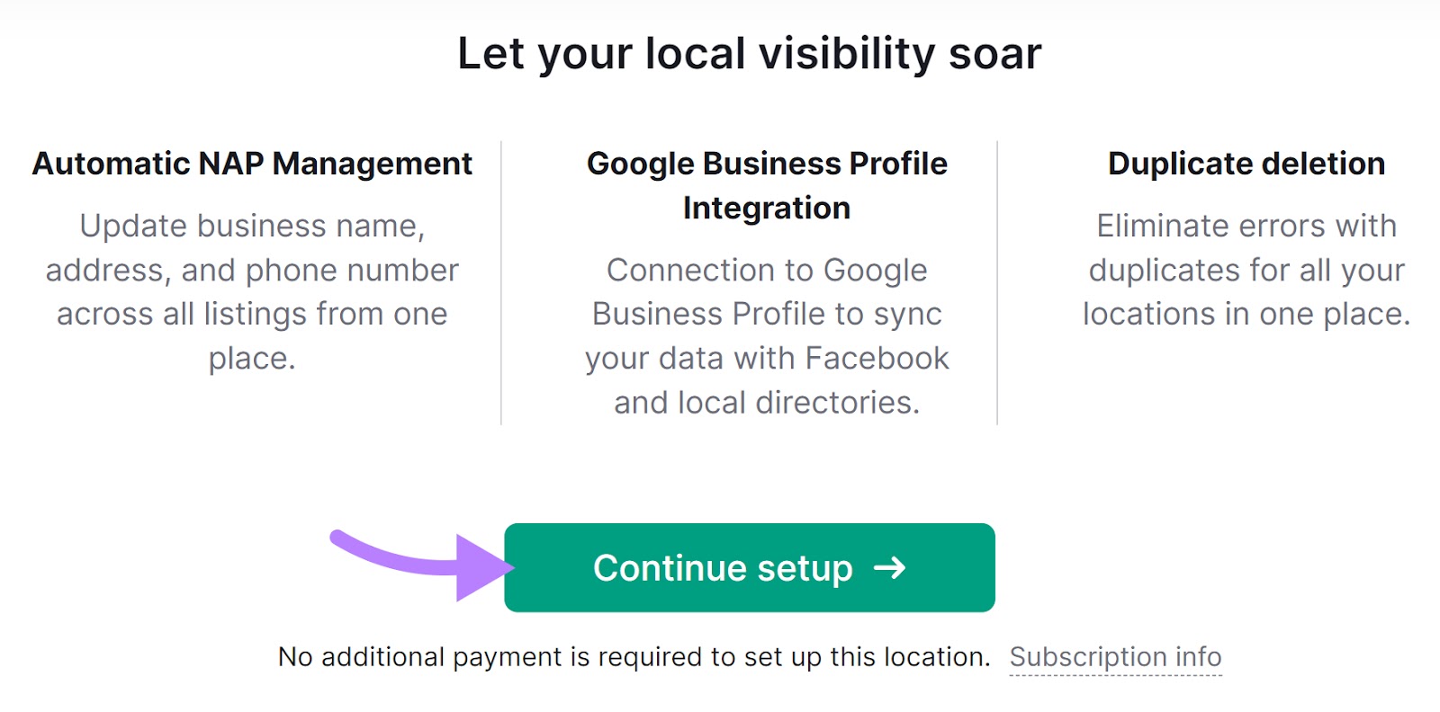 Listing Management configuration page with 