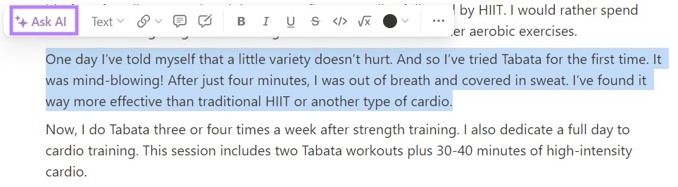 A paragraph selected and
