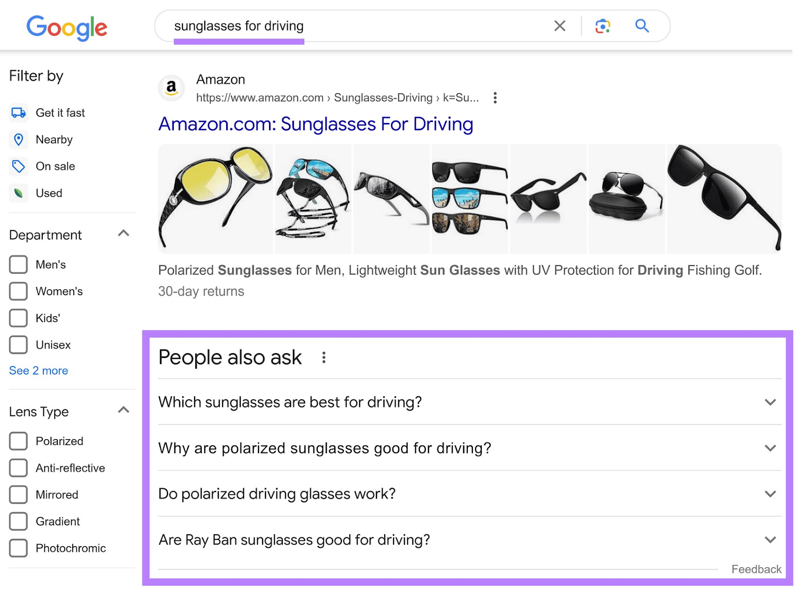 People Also Ask box highlighted on Google SERP for