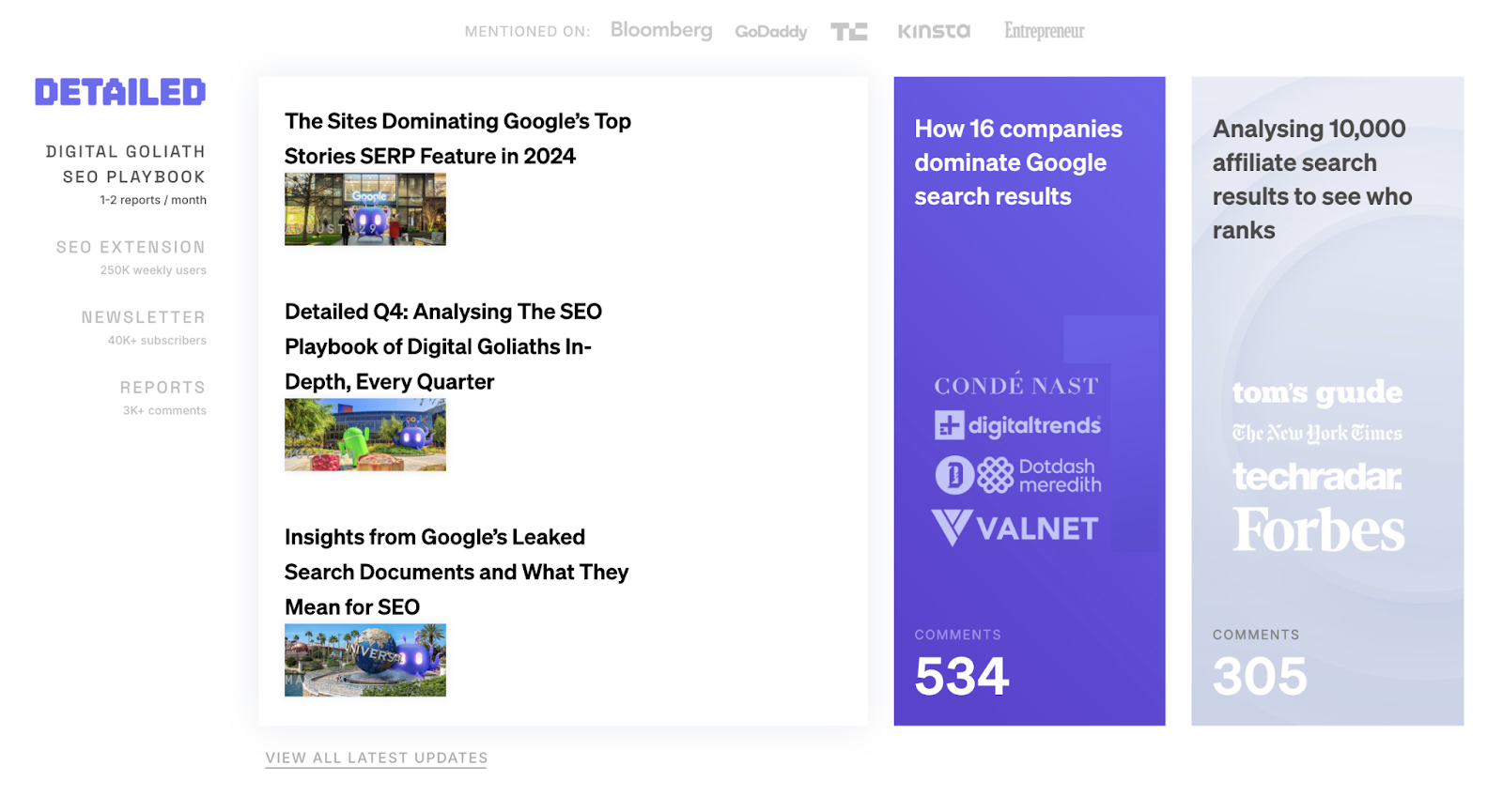 详细介绍's SEO blog features articles on sites dominating Google's top stories SERP feature and insights from Google's leaked search documents.