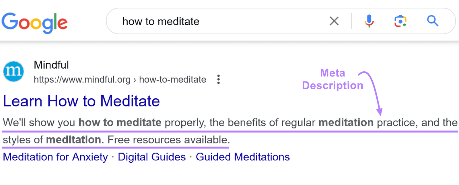 Google search result for