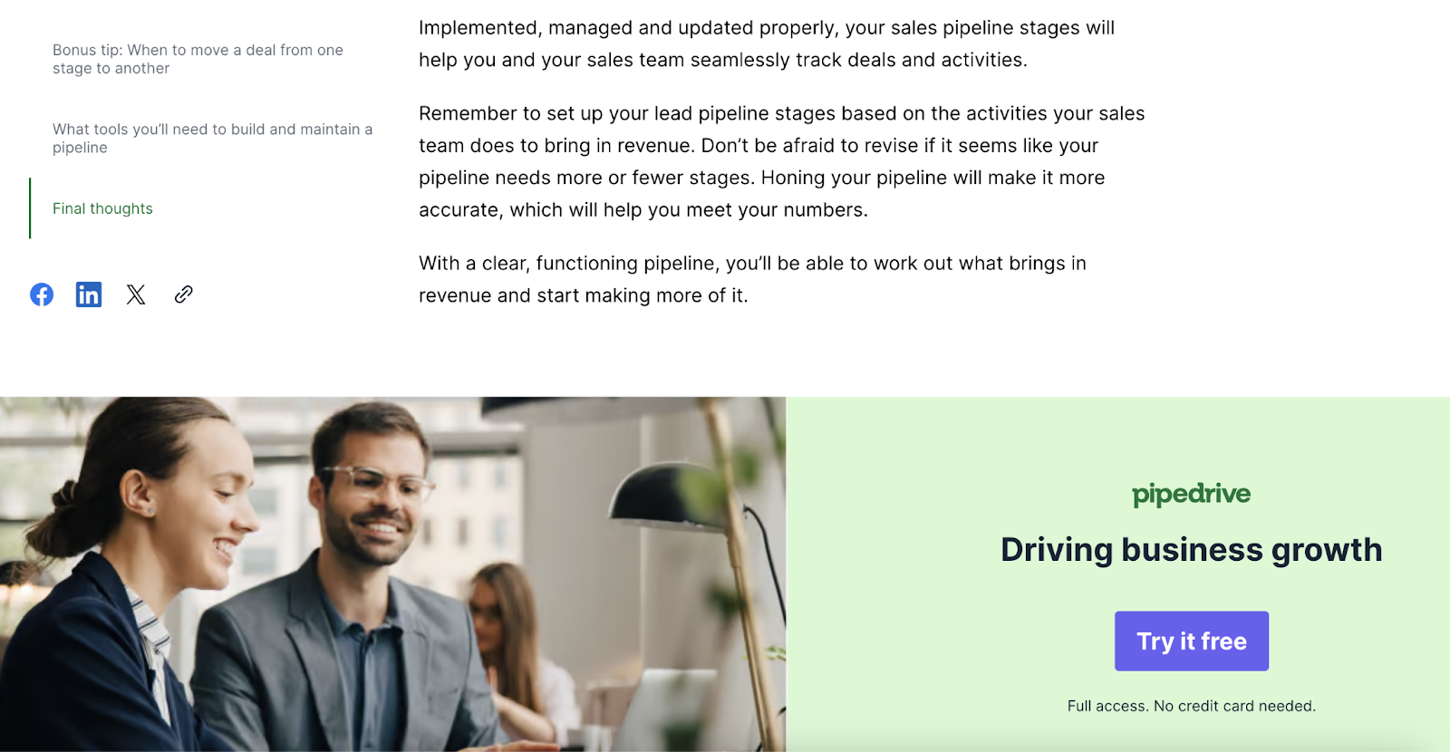 call to action at the bottom of the saas blog post says