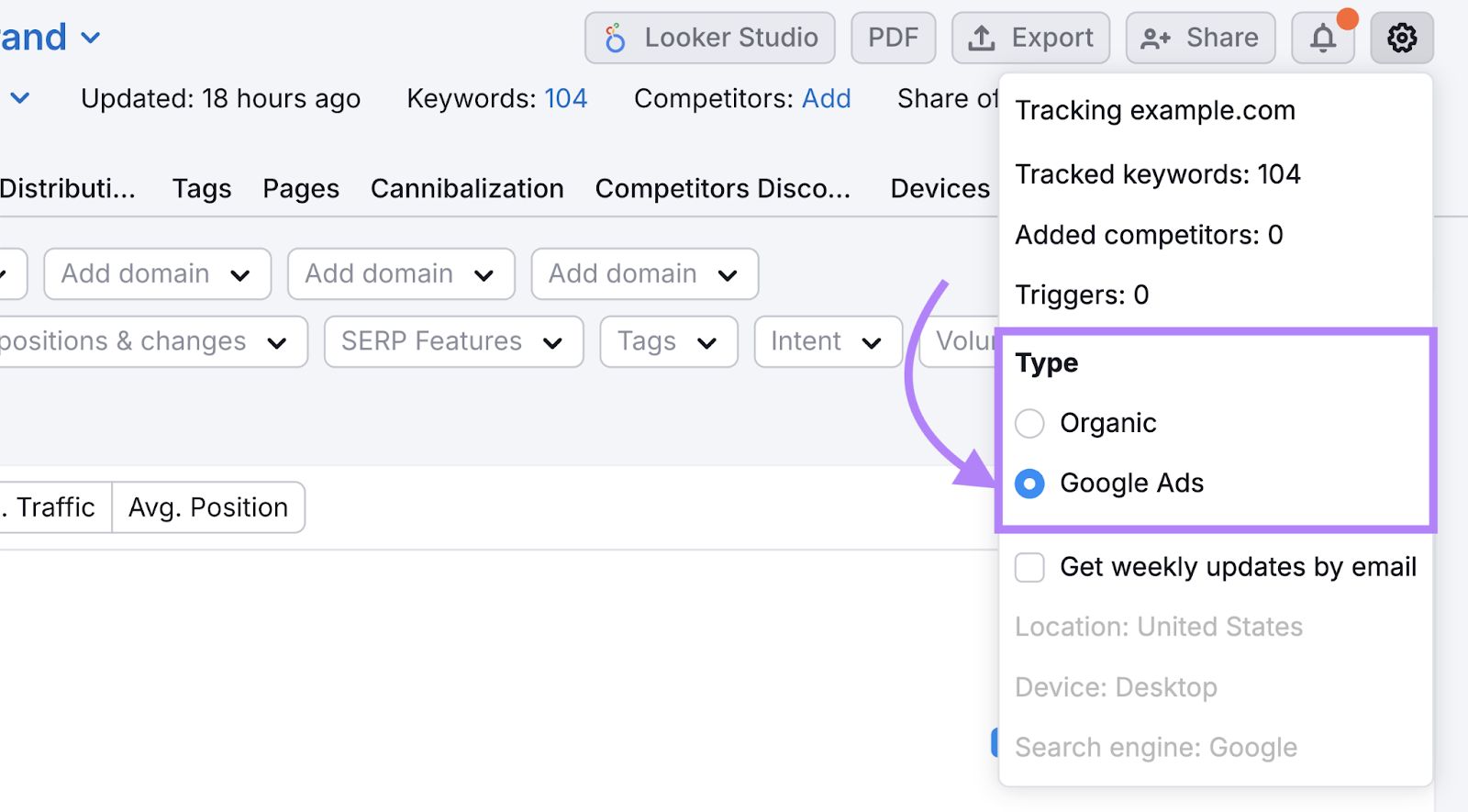 Change SERP listing type from Organic to 谷歌广告.