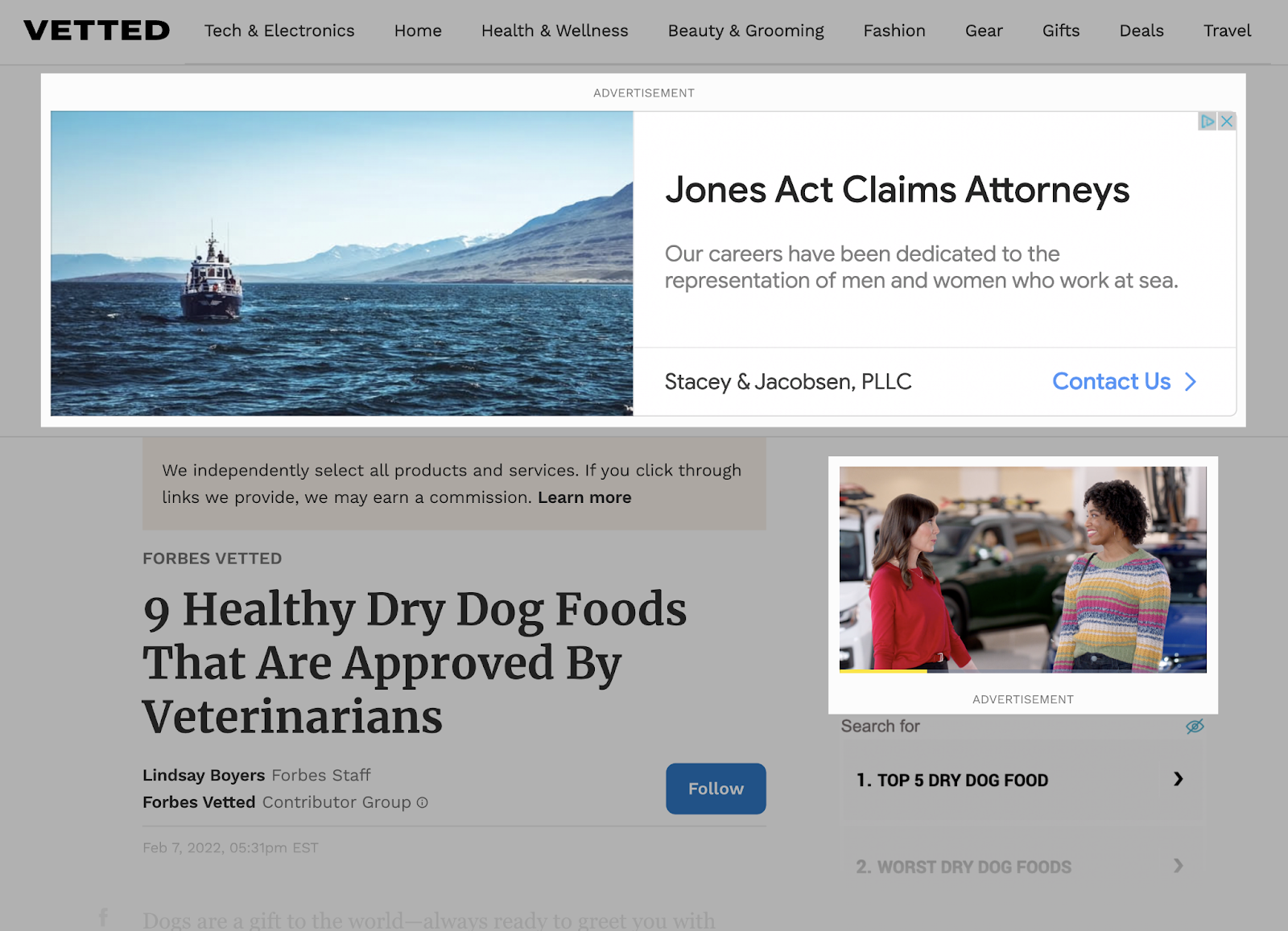 Ads showing on 