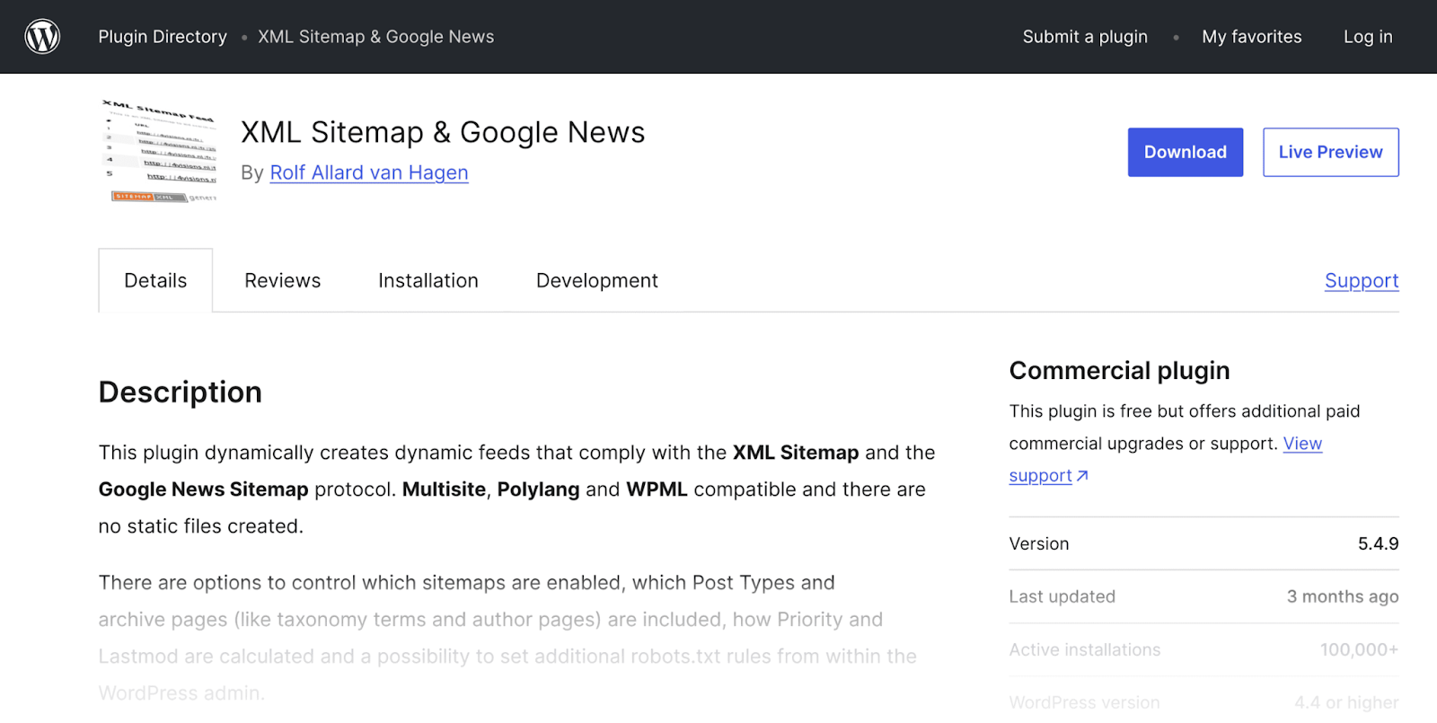 xml 网站地图 and google news plugin details