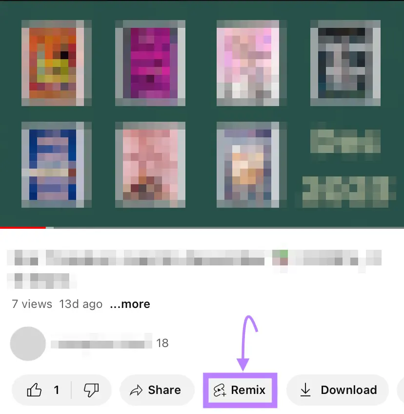 Video opened in YouTube mobile app with 混音 button highlighted