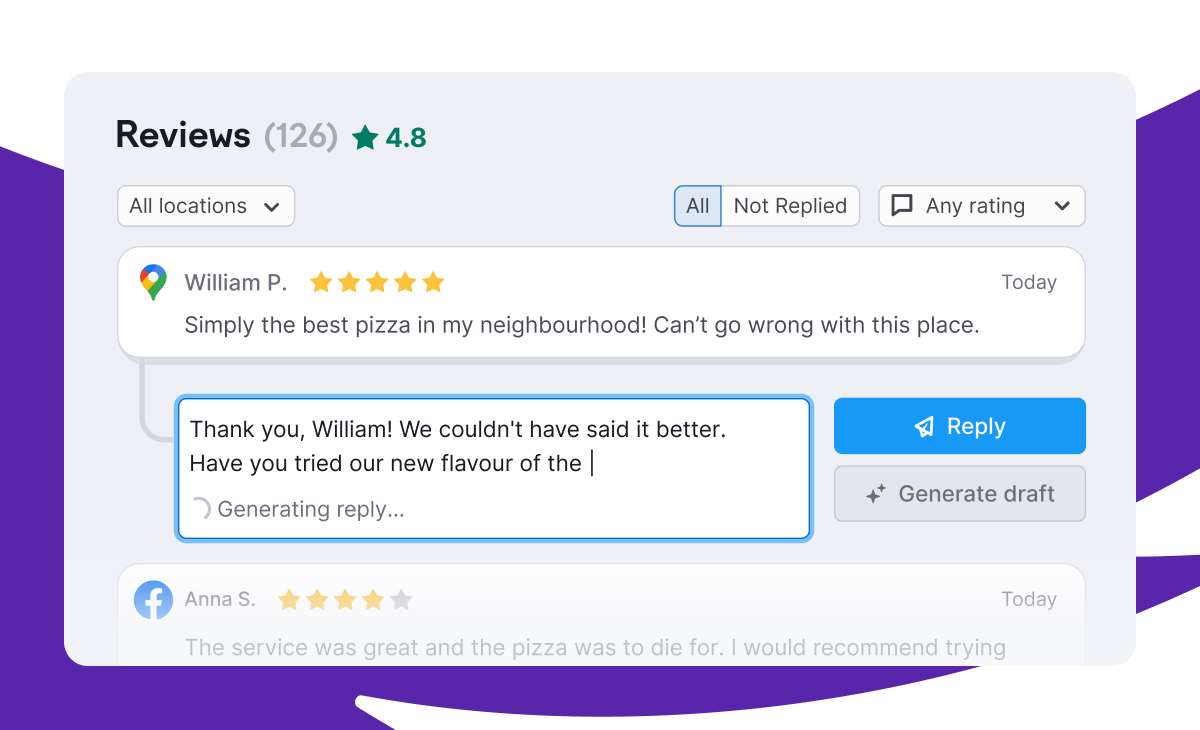 Replying to a review in Semrush本地
