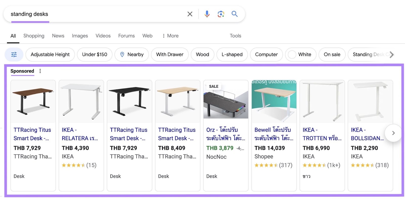 Google SERP with the term 
