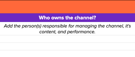 “Who owns the channel?”column of 社交媒体审计模板