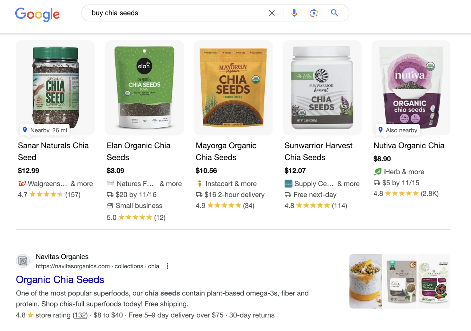 serp shows product results 和organic results for products
