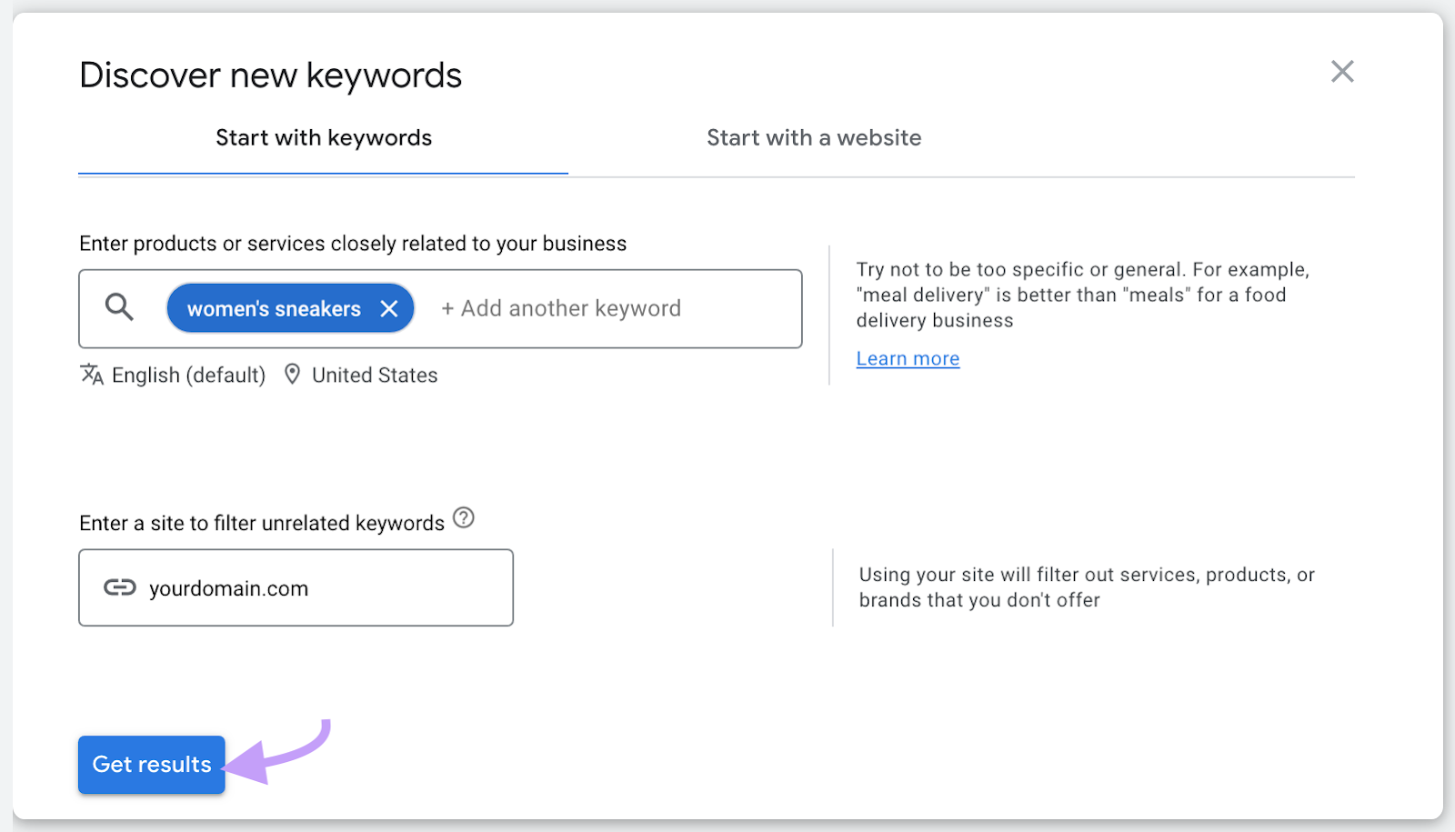 Google keyword planner 
