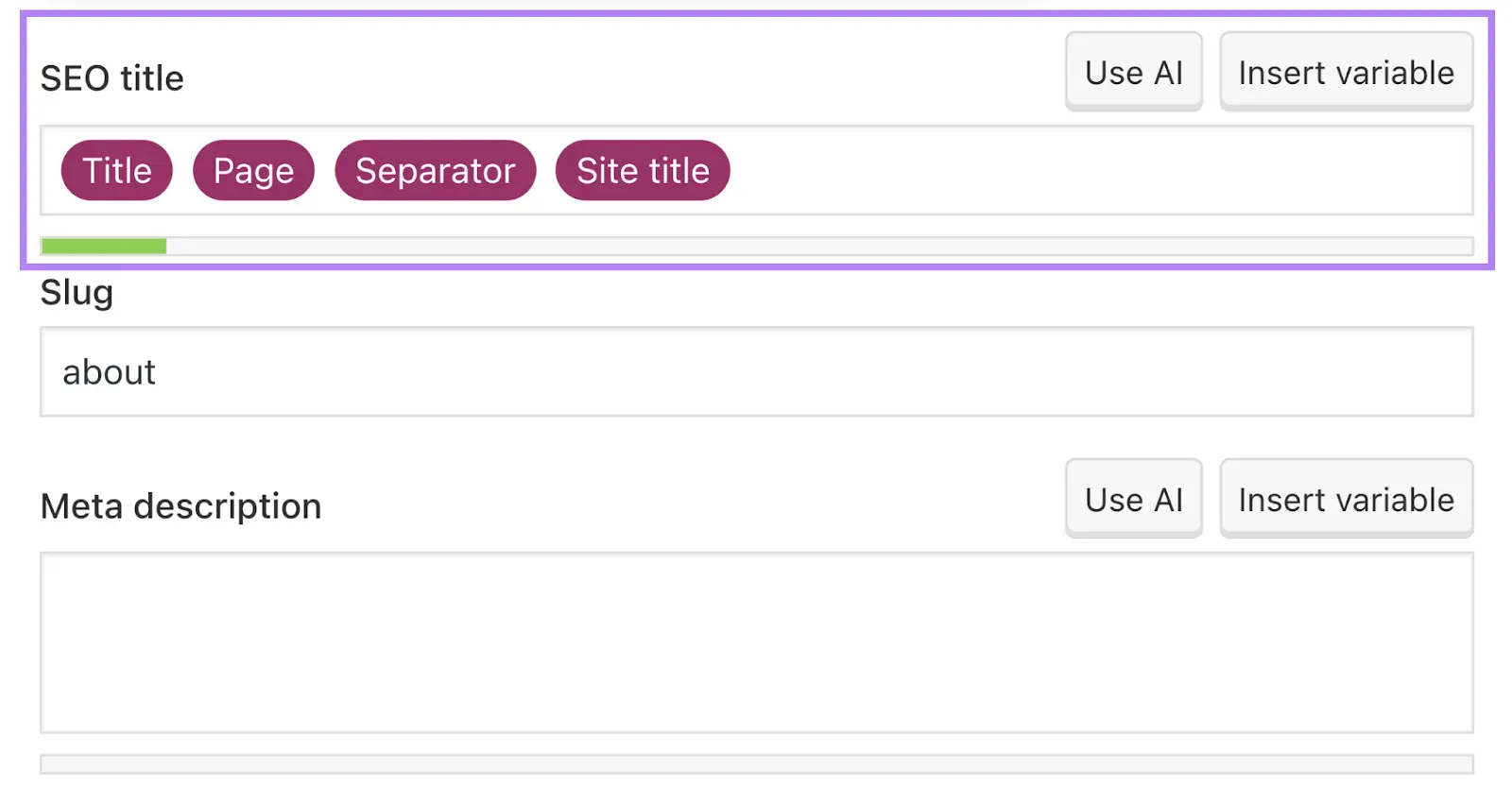 标题标签 setup form in Yoast