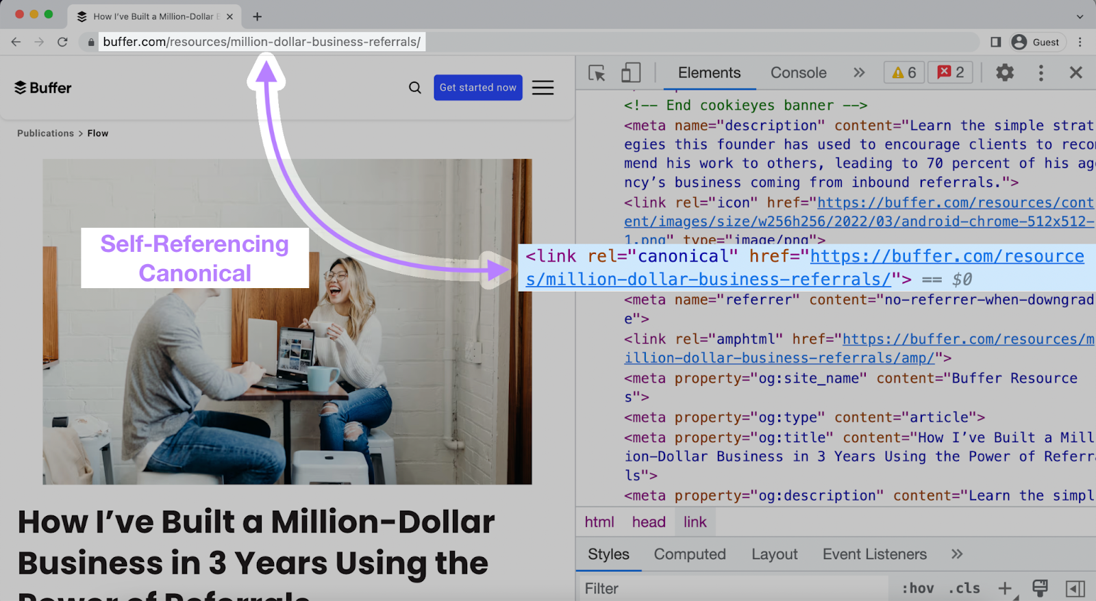 split screen of an article and developer tools displaying HTML code highlighting a self-referencing 规范,规范 link