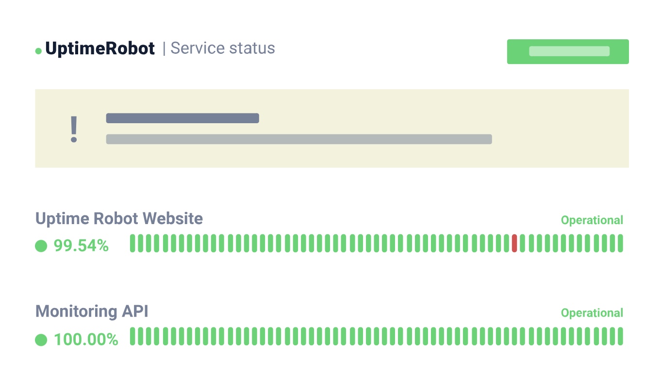 Service status on [医]上升时间 showing the status of the website and the monitoring API.