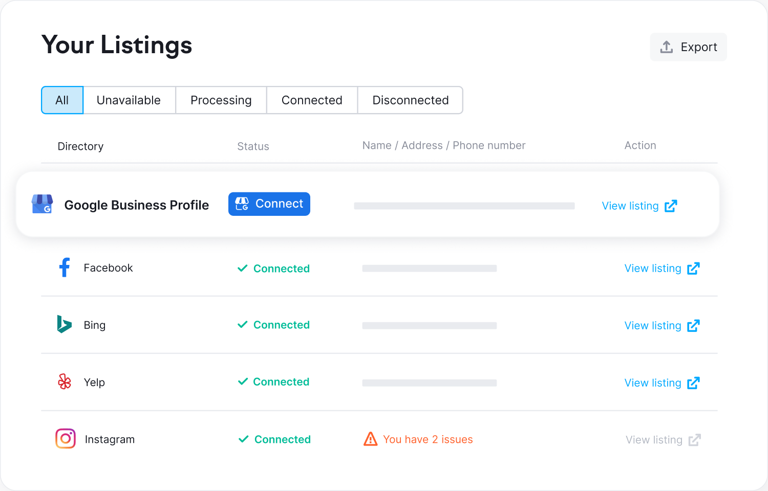 A mockup of Semrush的上市管理 tool.