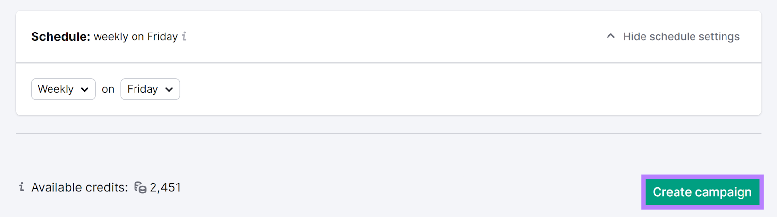 Schedule settings with 创建活动 button highlighted.