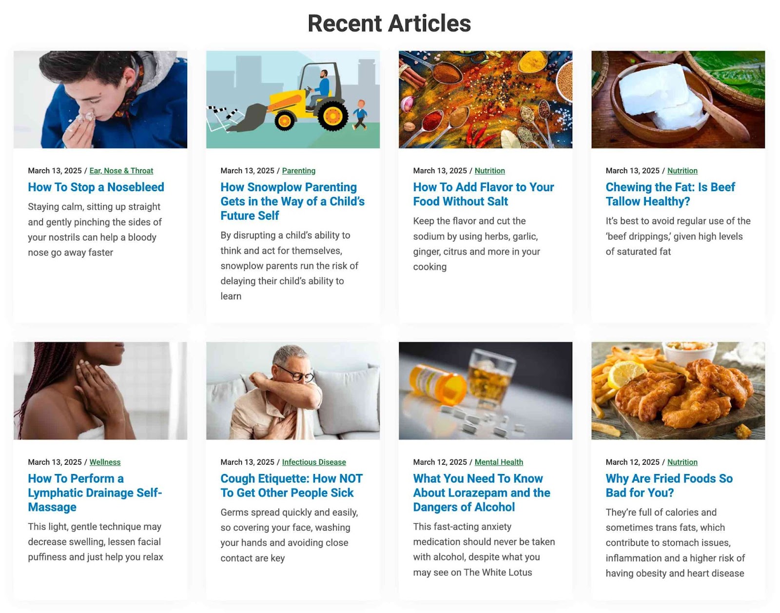 Recent articles by Cleveland Clinic covering the main topics their providers help patients with.