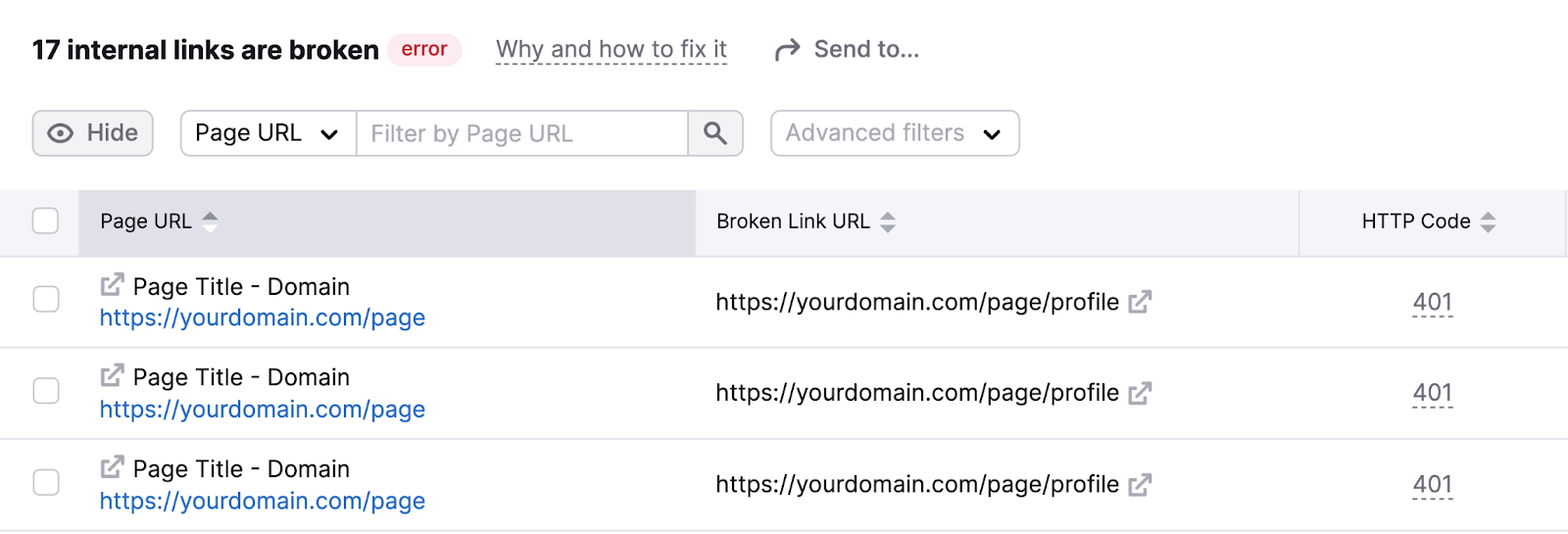 现场审核 internal broken links list