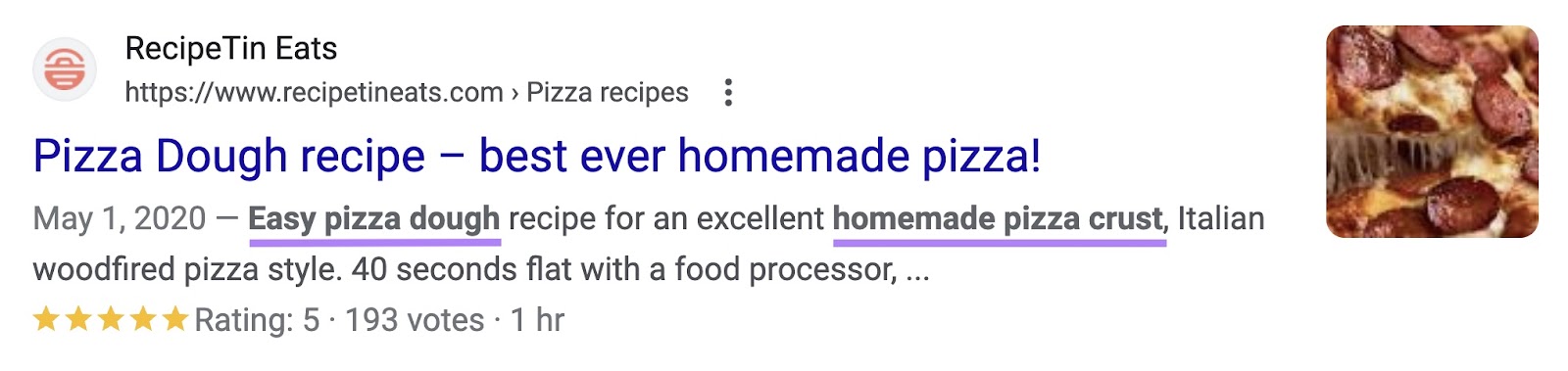 bolded terms in a SERP listing include 