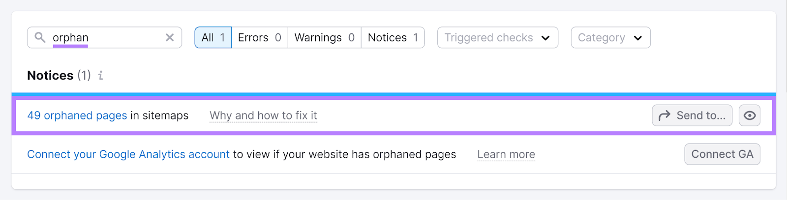 问题 with 49 orphaned pages highlighted in search results