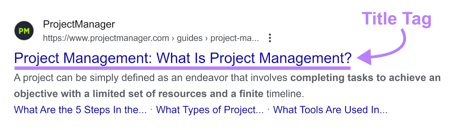 Organic Google search result with 标题标签 annotated