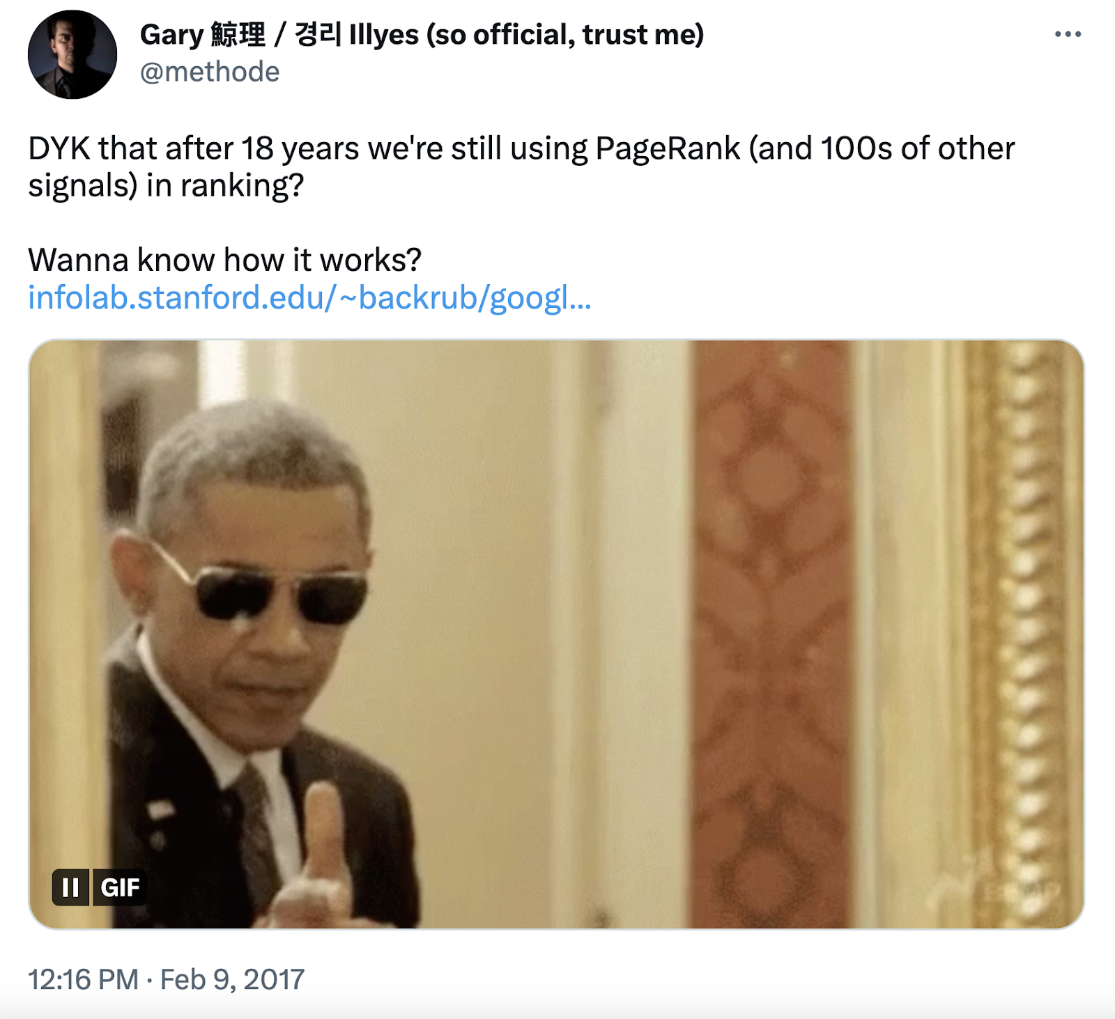 Screenshot of the Tweet by Gary Illyes says