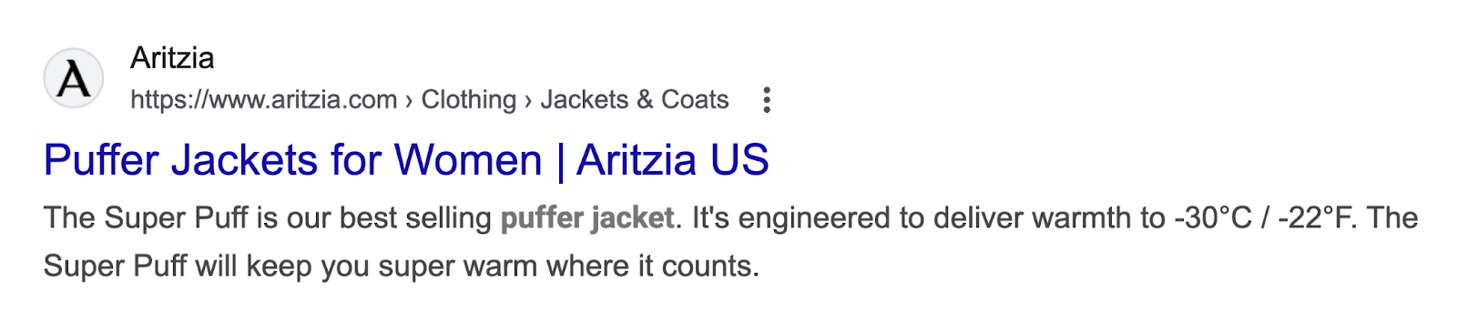 Product page title tag says 
