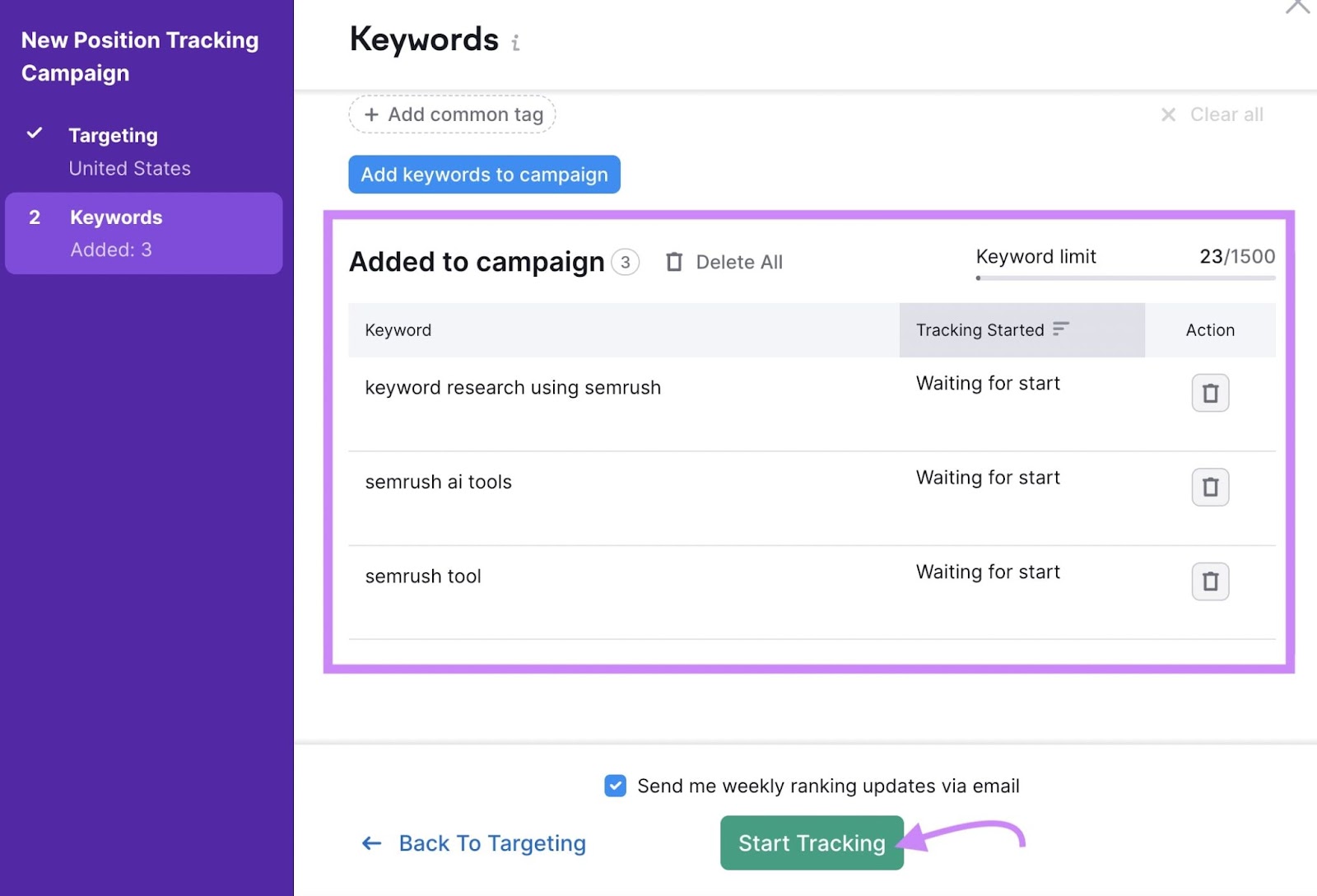 新的 位置跟踪 Campaign settings