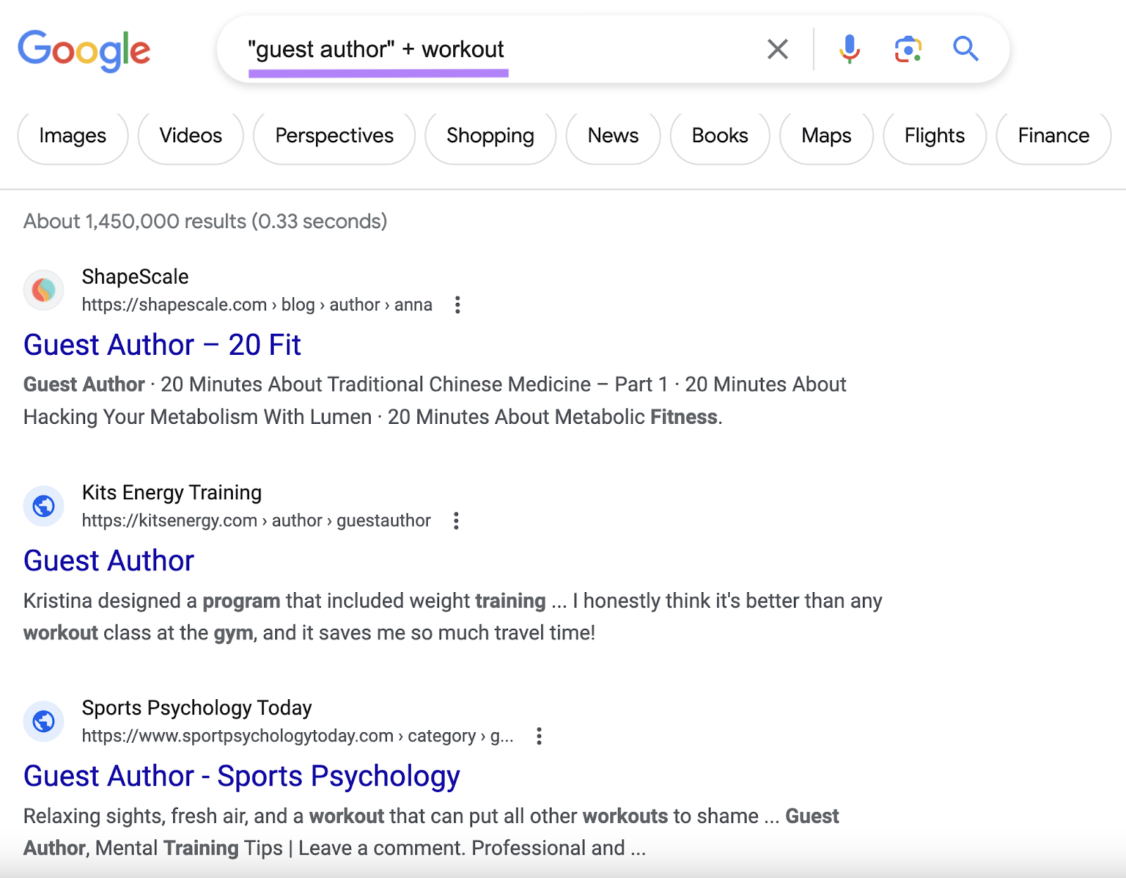 Google's SERP for