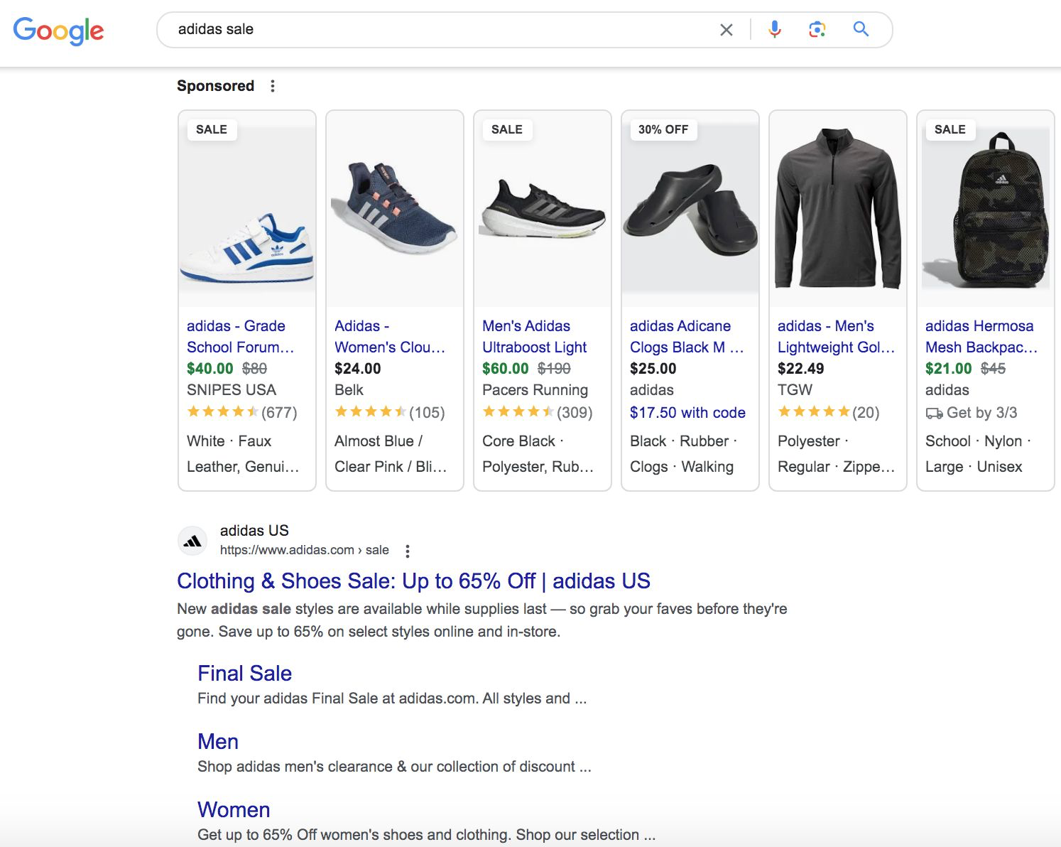 Top of Google's SERP for