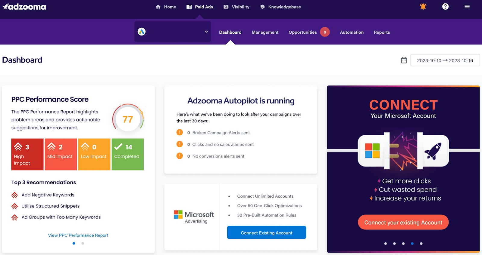 鹿Adzooma's main dashboard