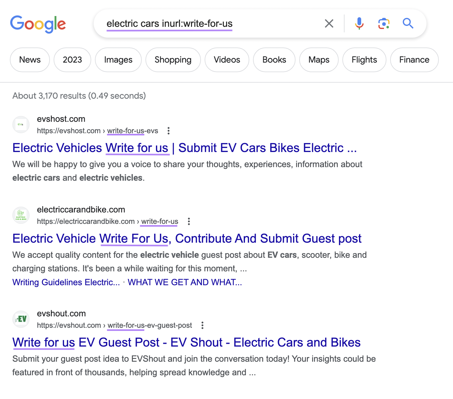 Google SERP for