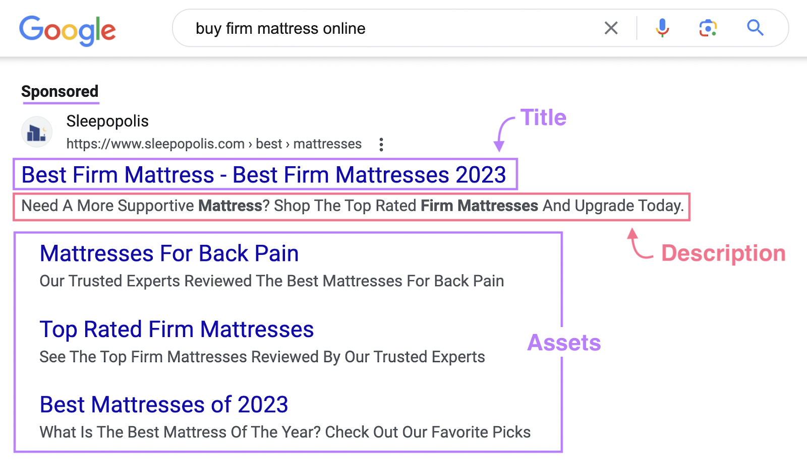 谷歌search ad example for the query 