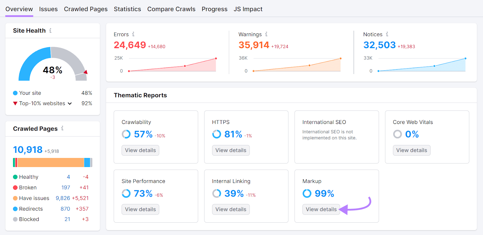 Markup widget showing 99% in 现场审核's overview dashboard