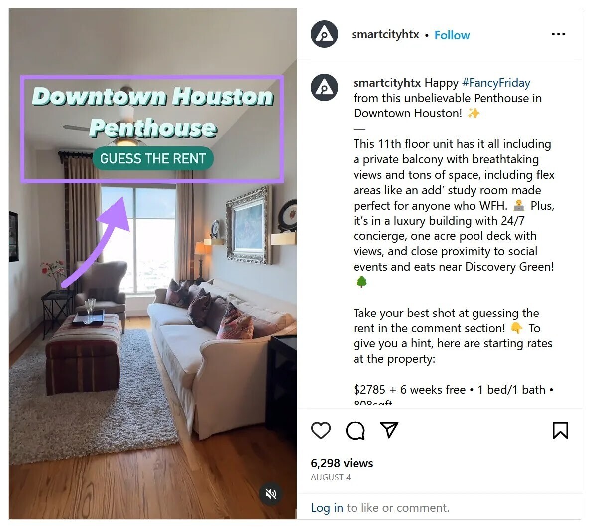 An 例子： of a “Guess the Rent” post