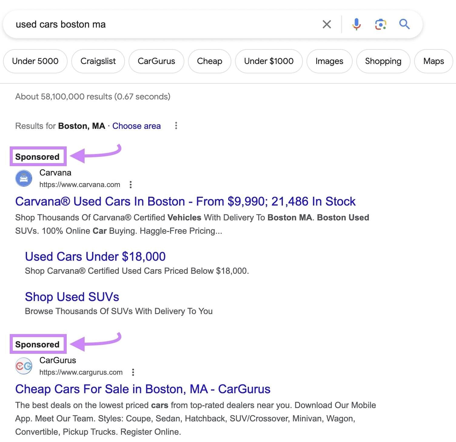 Google SERP for 